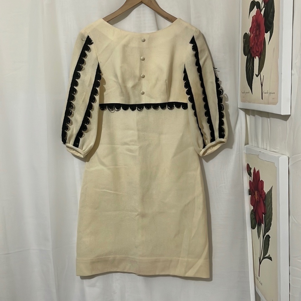 Joseph Ribkoff Cream Midi Dress with Black Detail and Zippered Back a254